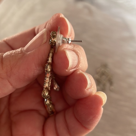 Chandelier Silver Asian Inspired Earrings w/Rhinestones - Picture 2 of 4